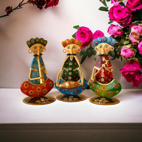 Handcrafted Indian Tribal Musician Figurines Sitting Musician