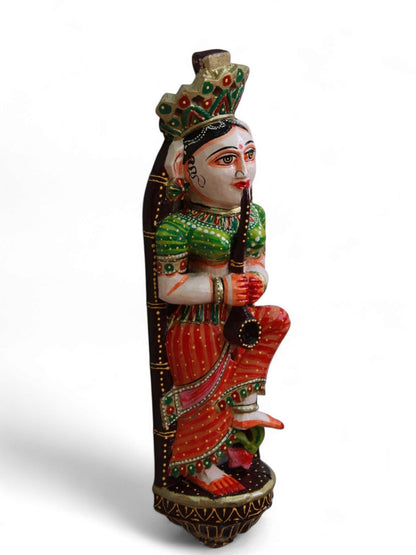 Wooden Lady Musician Puppet Dolls Wood