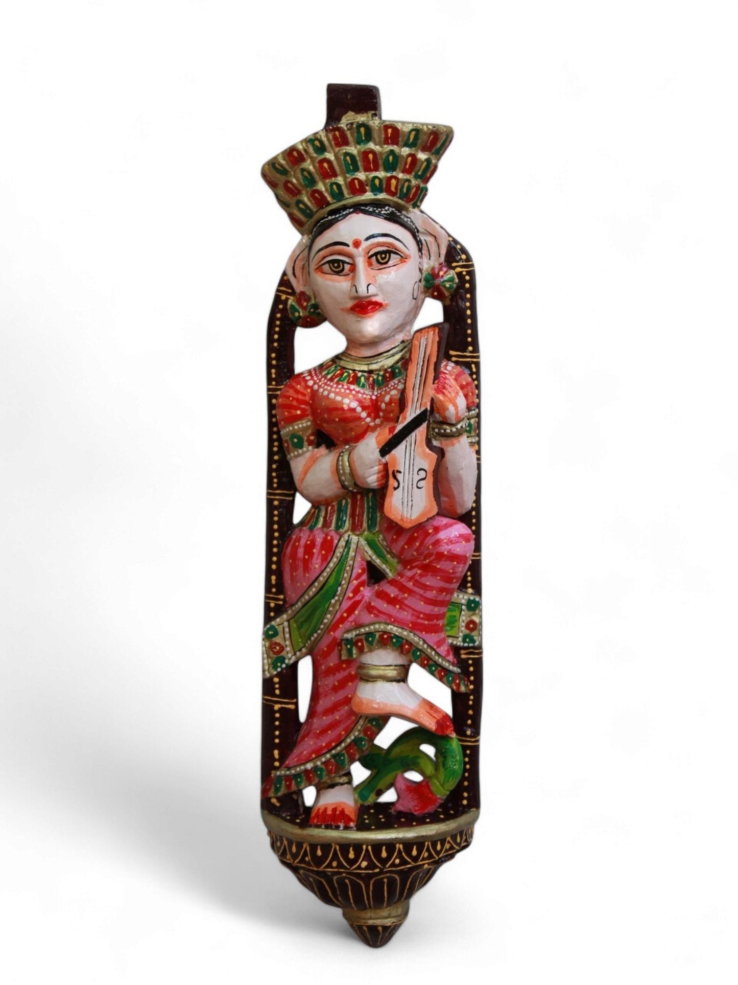 Wooden Lady Musician Puppet Dolls Wood