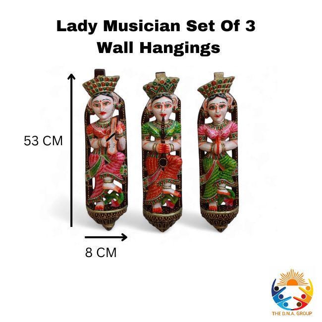 Wooden Lady Musician Puppet Dolls Wood