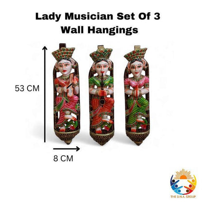 Wooden Lady Musician Puppet Dolls Wood
