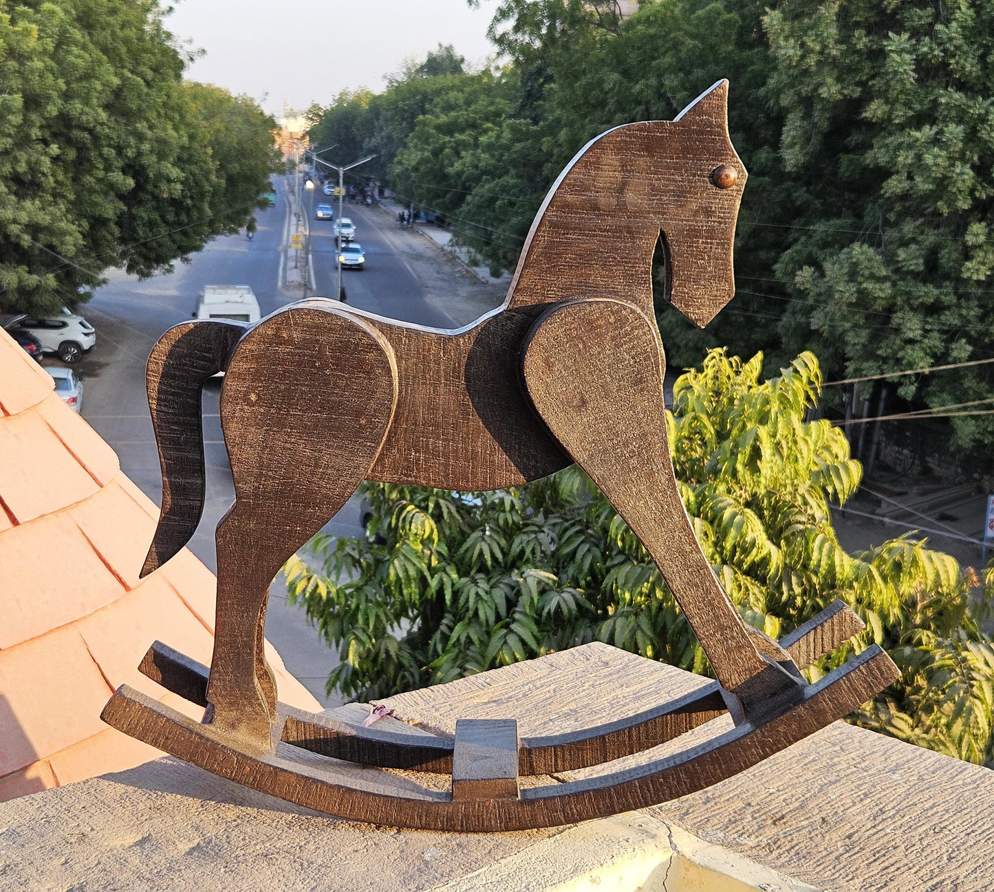 Wooden Rocking Horse, Handcrafted Horse Solid Wood