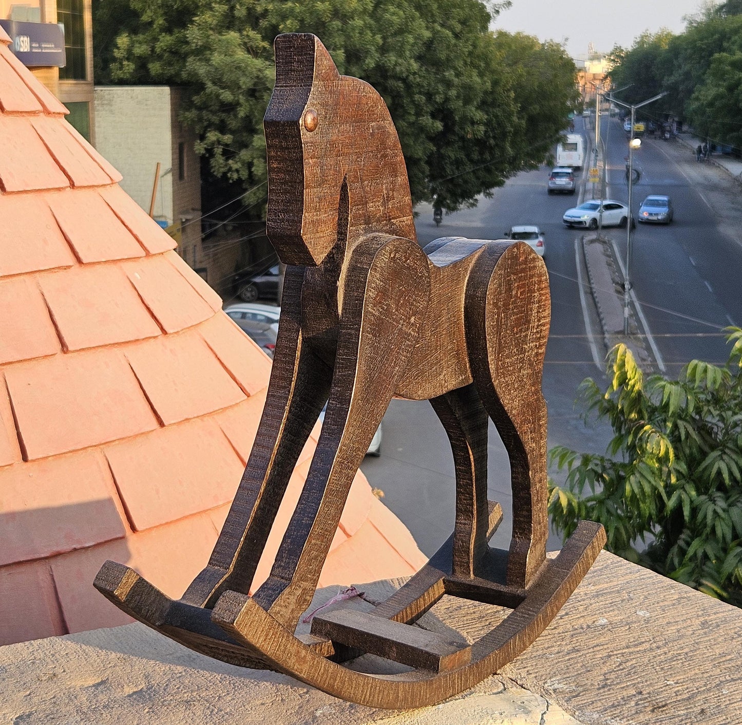 Wooden Rocking Horse, Handcrafted Horse Solid Wood