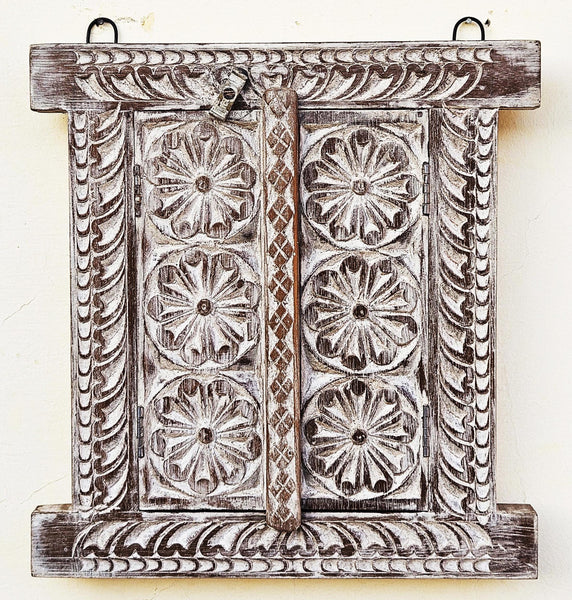 Herringbone Handmade Rustic Wooden Window Framed Mirrors Vintage Vanity Mirror Sustainable Wooden Shiplap Floral Carved Window Home Décor