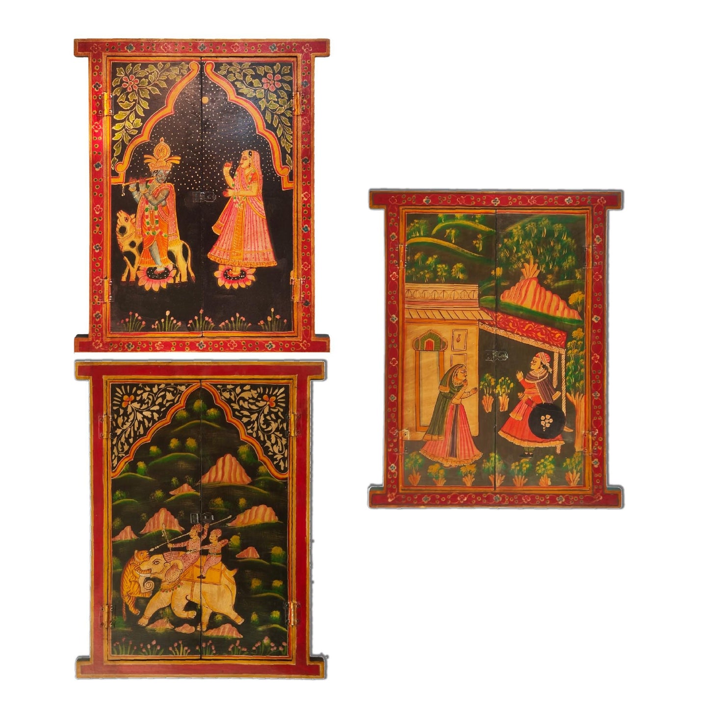 Krishna Radha & Rajasthani Art Wooden Window