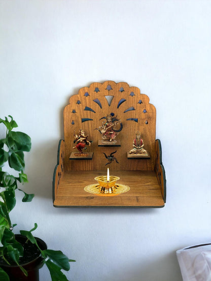 Folding Mandir, Wooden Wall Temple, Model 1