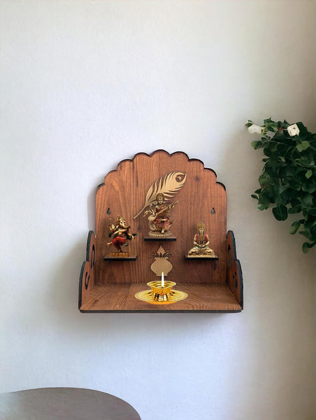 Folding Mandir, Wooden Wall Temple, Model 1