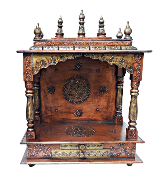 Handmade Copper Wooden Temple Mandir