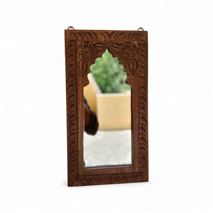 Hand Carved Wooden Mirror/ Unique Shape