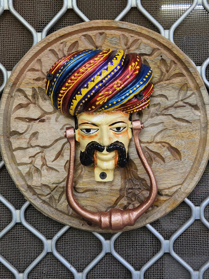 Handcrafted Metal Door Knocker, Rajasthani Turban