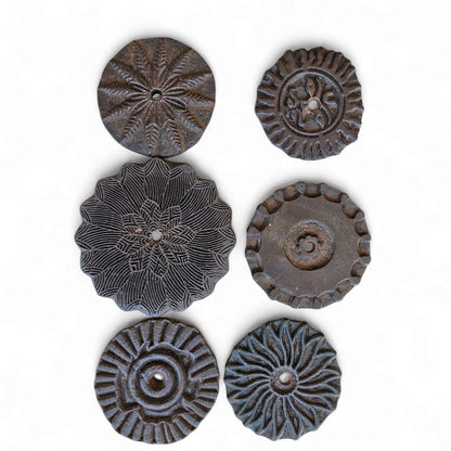 Wooden Round Tea Coaster Set, Old