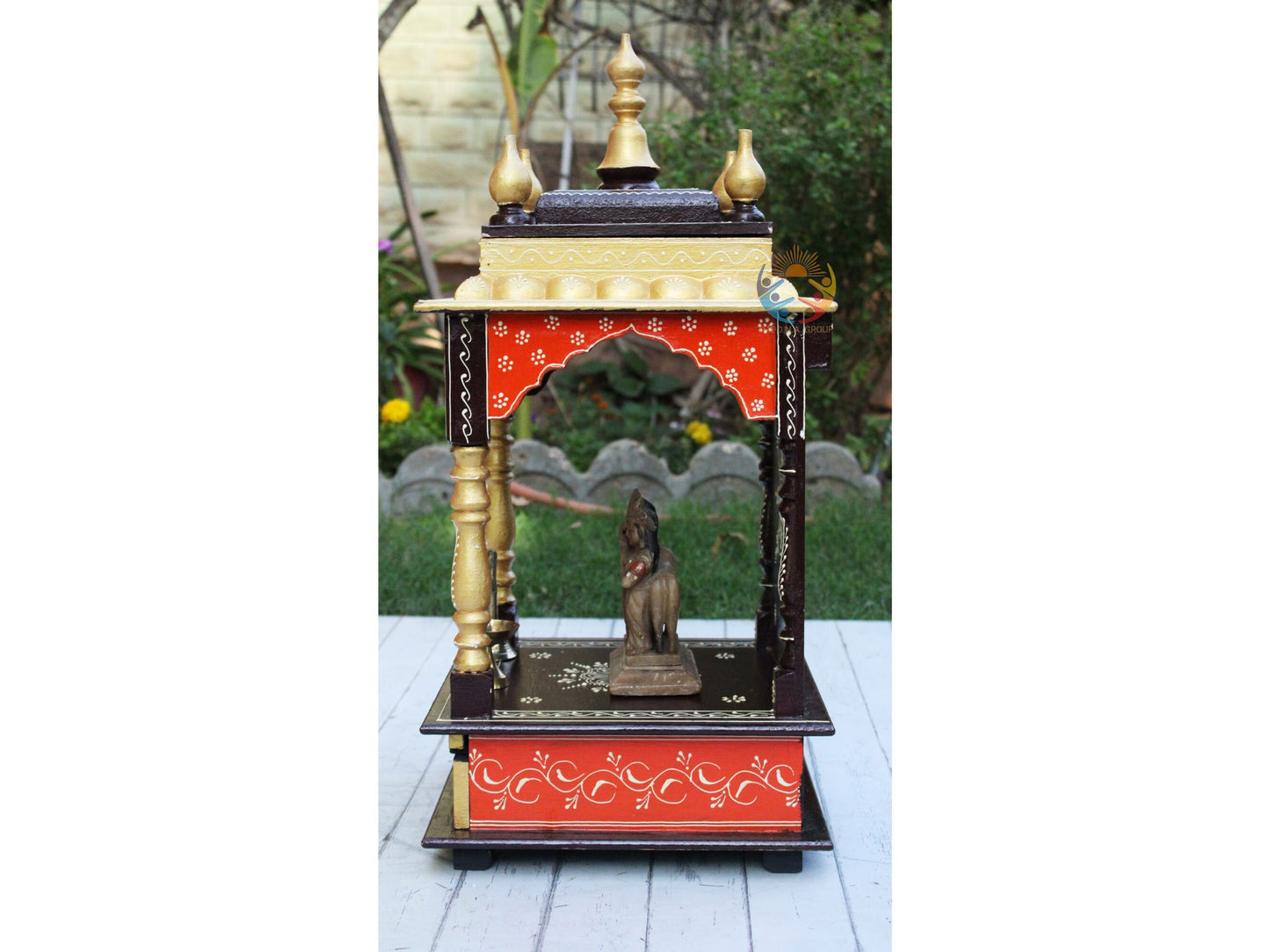 Designer Pooja Mandir with Painted Drawers