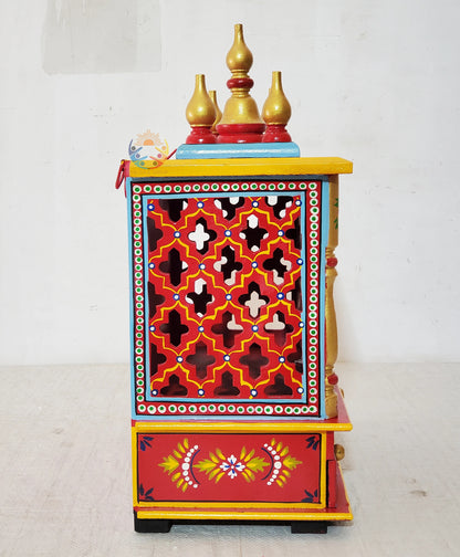 Wooden Mandir Temple, Wall Mounted White