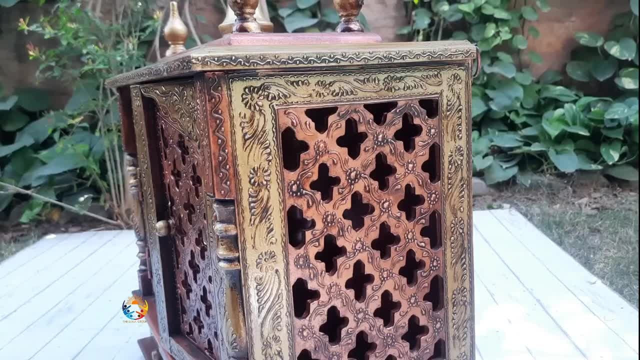 Big Size Handmade Copper Wooden Temple