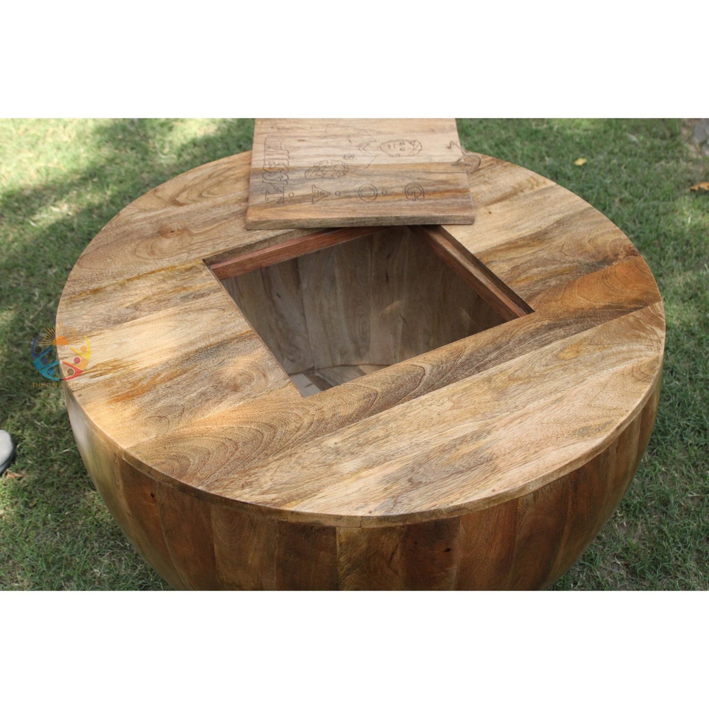 Wooden Round Drum Coffee Table Laser Mango