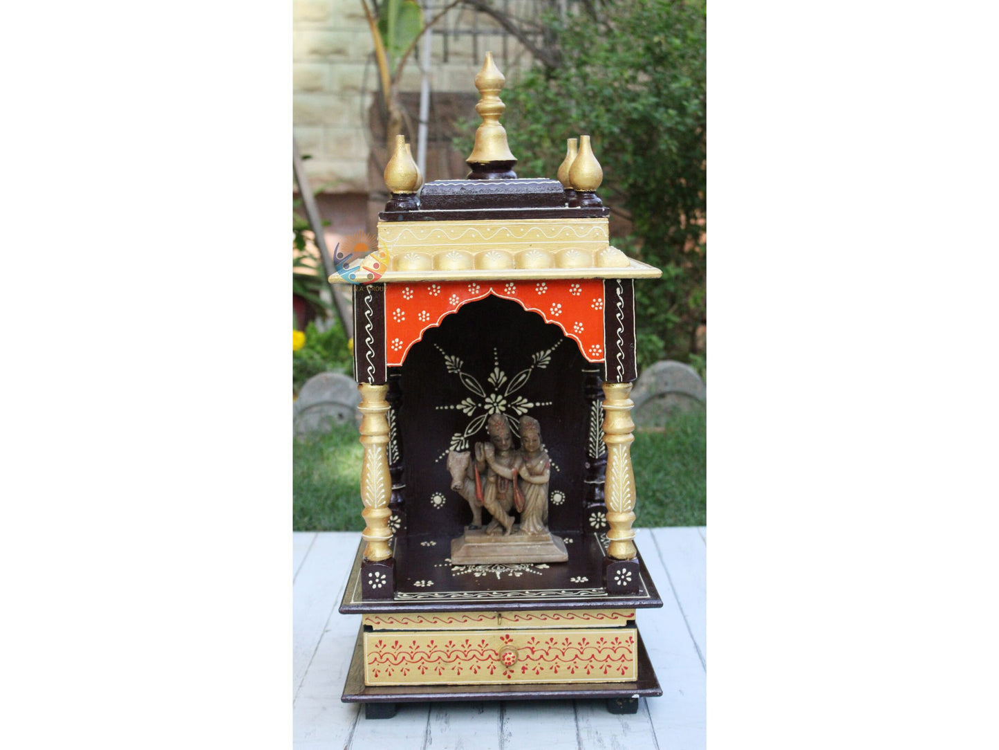 Designer Pooja Mandir with Painted Drawers