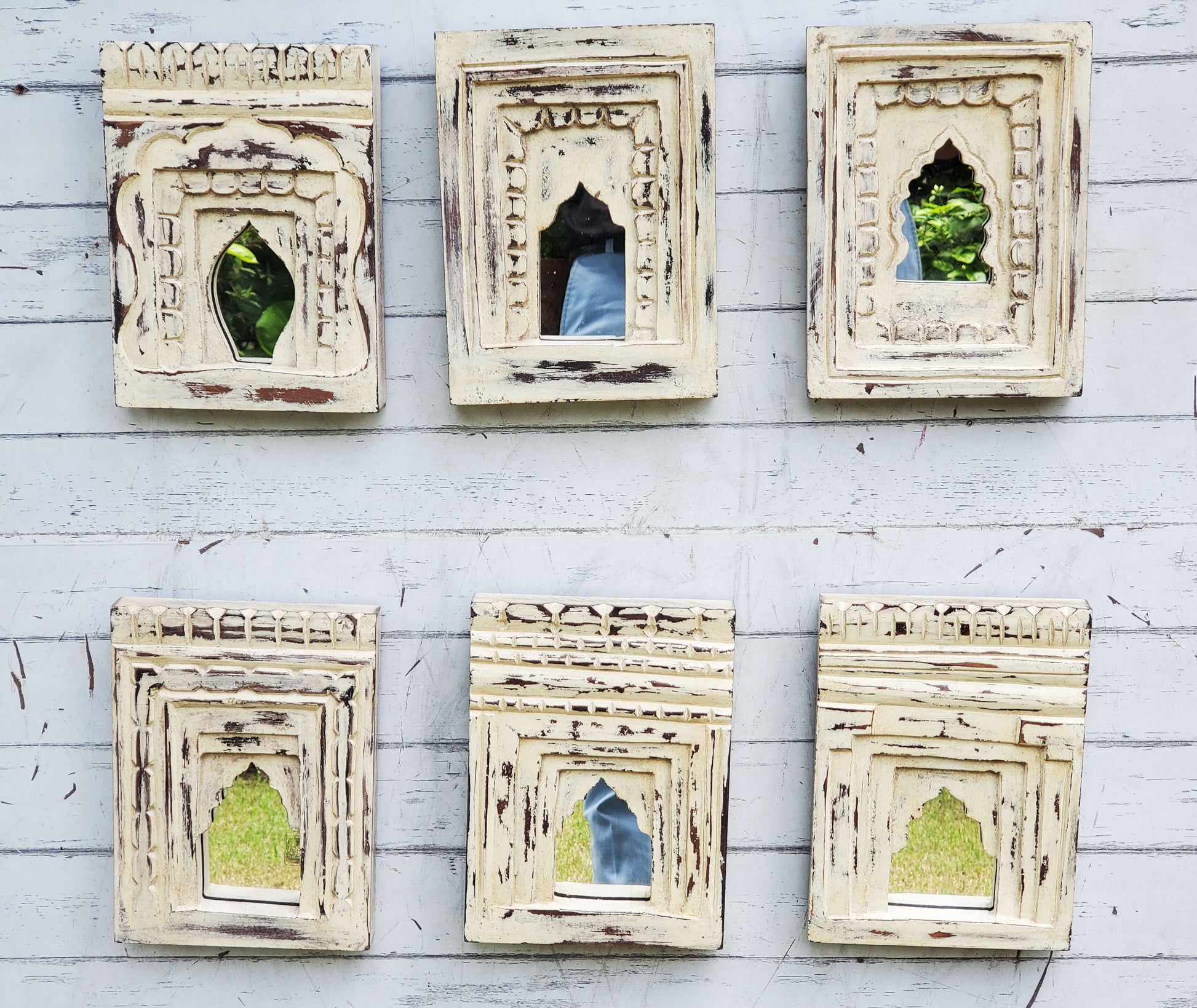 wooden Frame with White Distressed Finish
