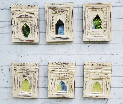 wooden Frame with White Distressed Finish