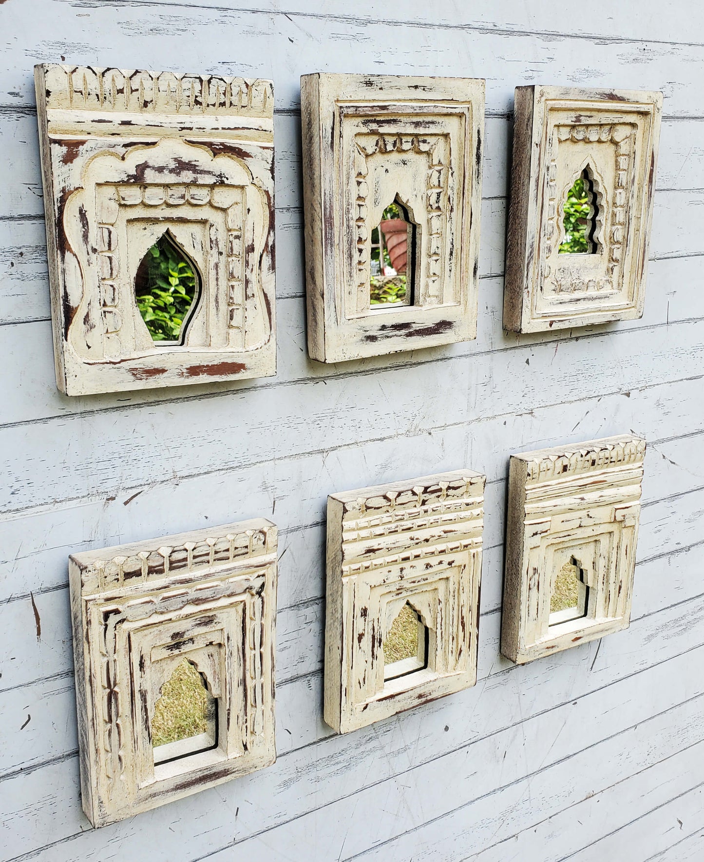 Wooden Frame with White Distressed Finish