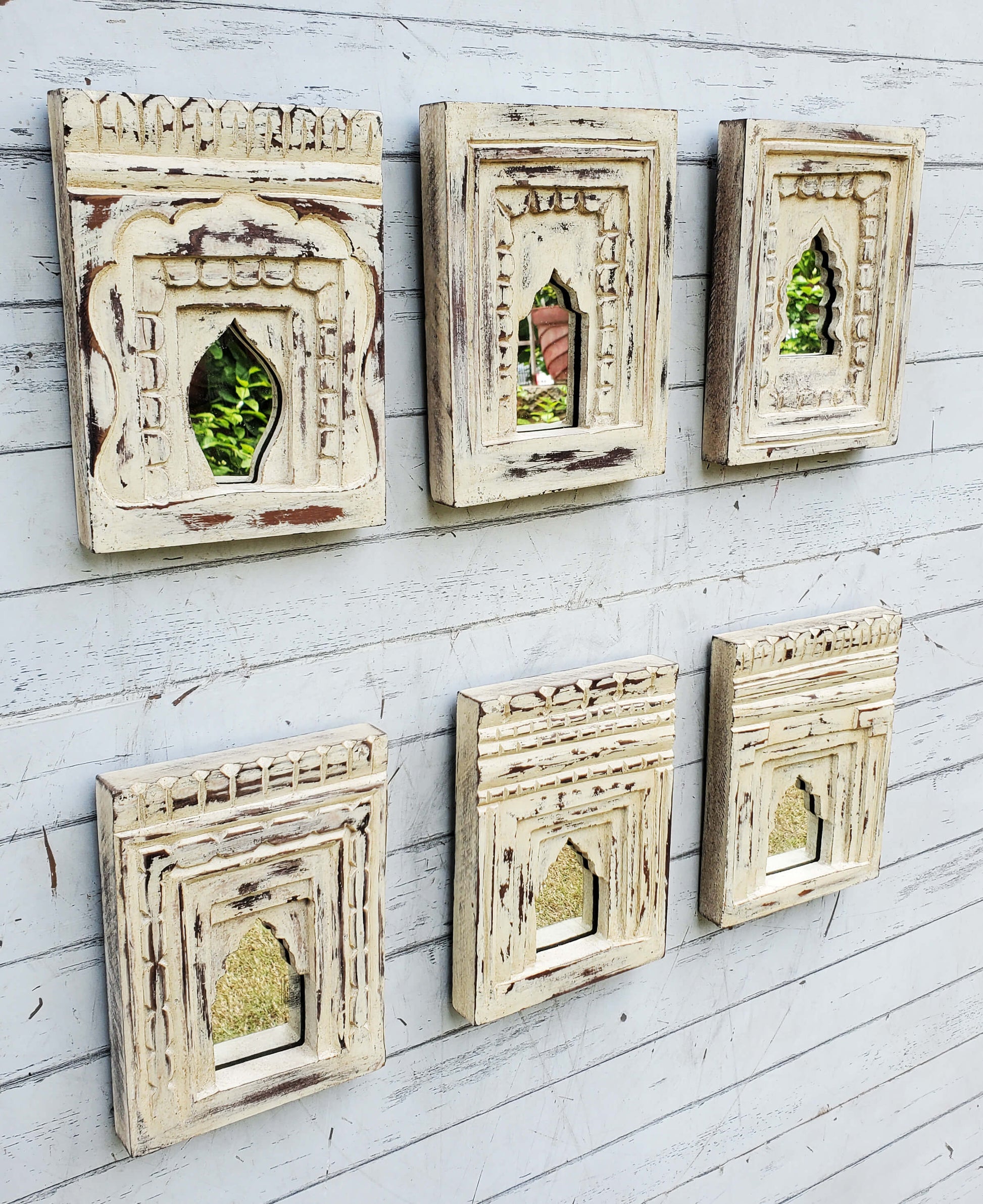 Wooden Frame with White Distressed Finish