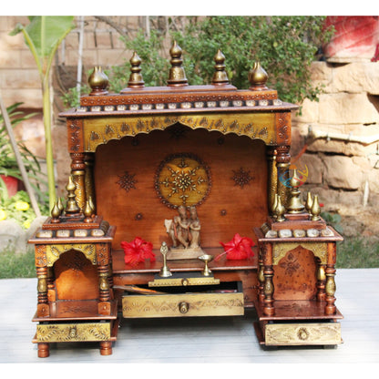 Handmade Copper temple with 2 side Mandir