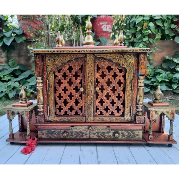 Temples with Jaali Doors & 2 Compact Side Mandir